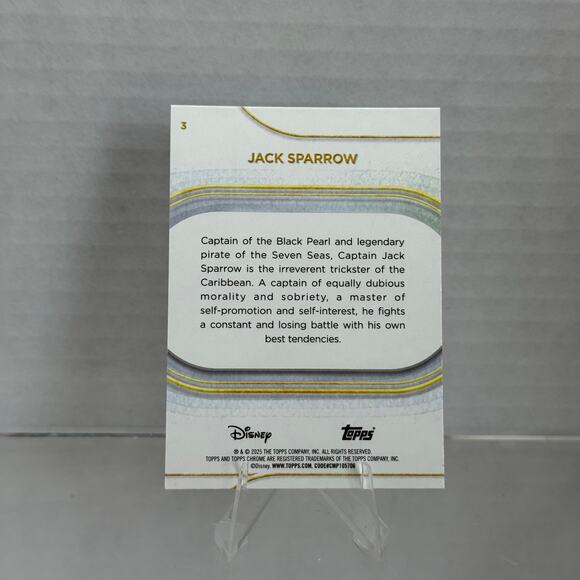 Disney Topps Chrome 2025 Jack Sparrow #3 Pirates of the Caribbean - Picture 4 of 4